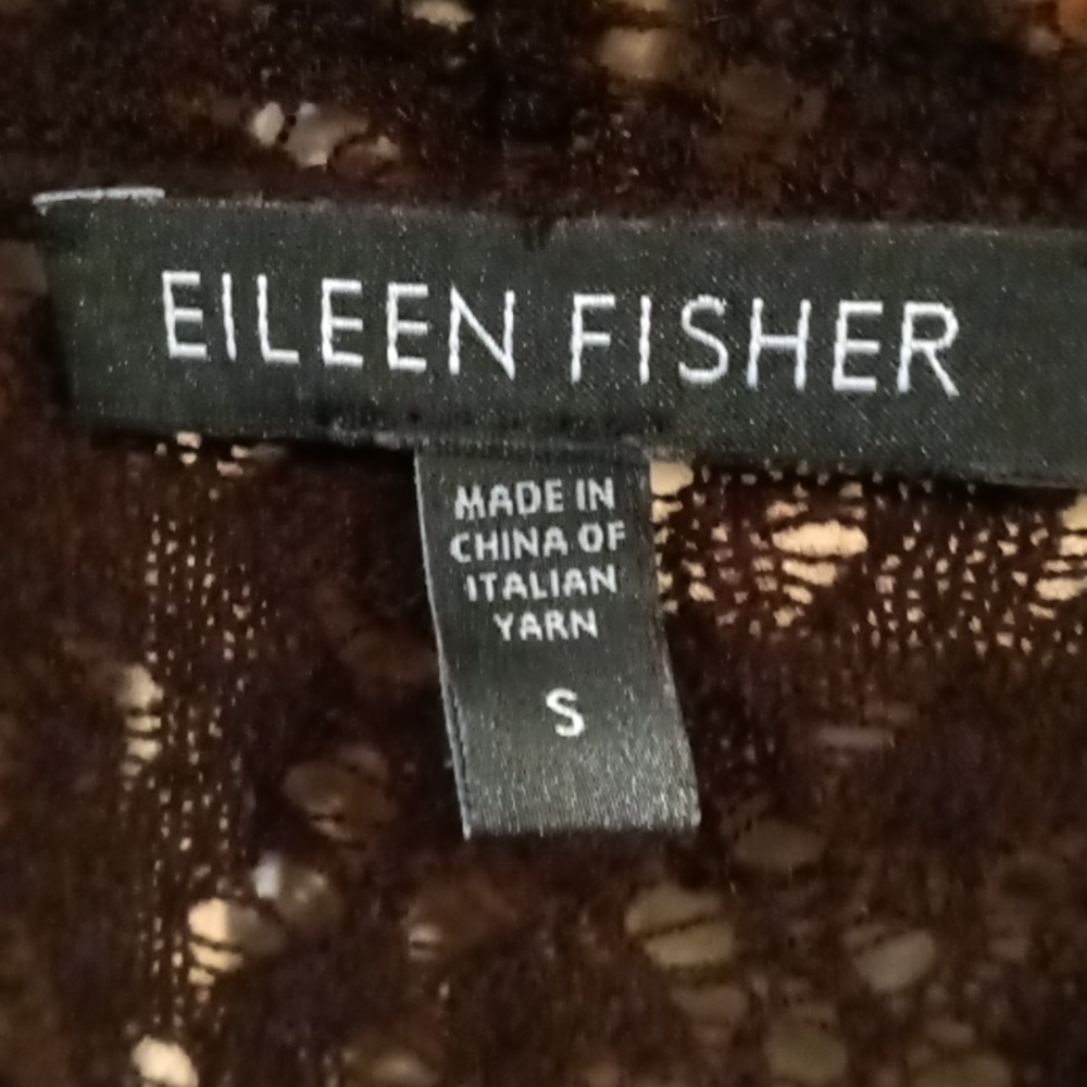 Final Price Eileen Fisher Brown Italian Yarn Crocheted S/S Cardigan Size Small